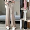 Wide Leg Pants for Women High Elastic Waist Casual Loose Straight Pants Satin Long Trousers