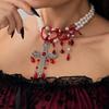 Многослойное ожерелье-капля крови с кисточкой, готическая бижутерия, модный Хэллоуин, чокер на ключицу, вечеринка