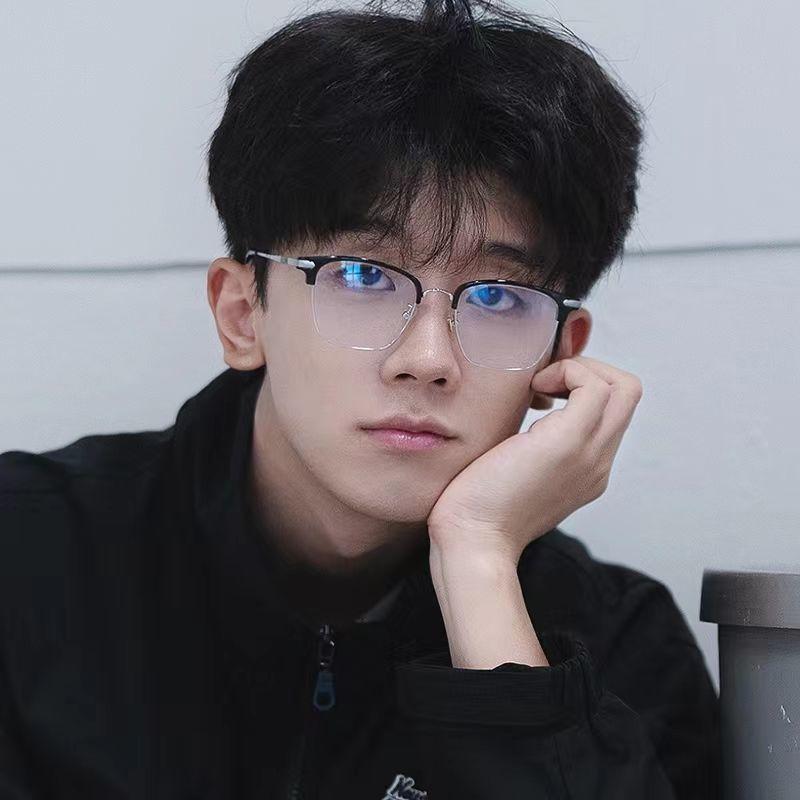 Fashionable And Classic Men'S Myopia Glasses Female Half Frame Square High-Definition Glasses Blue Light Blocking Eye Protection