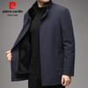 Pierre Cardin Men's Mid-length Goose Down Winter Coat with Mink Collar