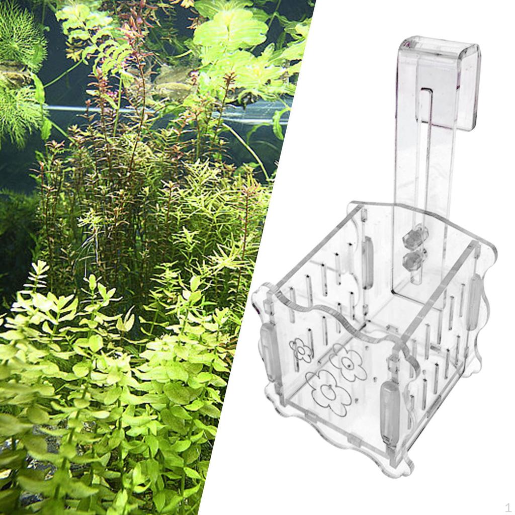 Aquarium Plant Cup Holder Fish Tank Decoration Stand Container Transparent Aquatic