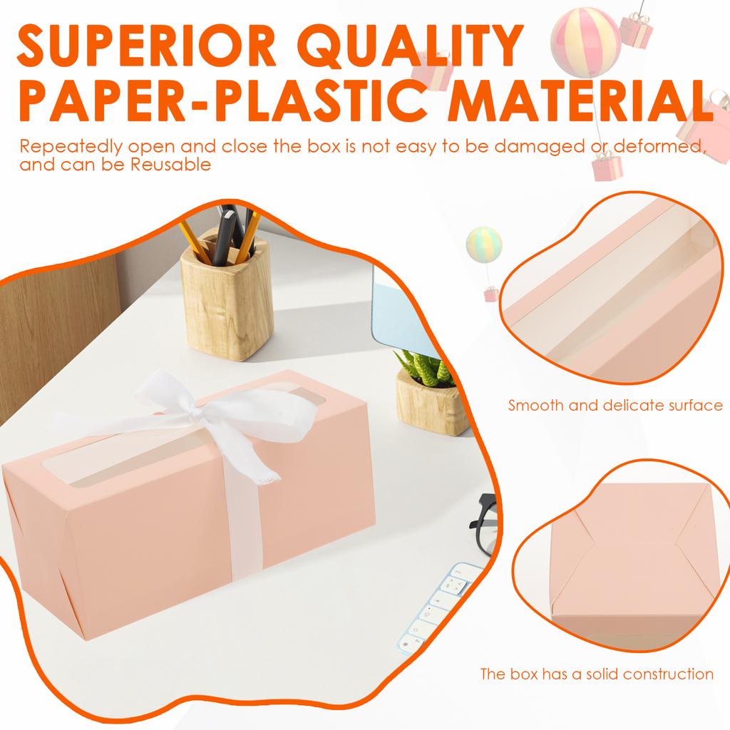 24Pcs Gift Packaging Box with Ribbon and Transparent PVC Window Wedding Christmas Birthday Party Decoration Gift Candy Cup Box