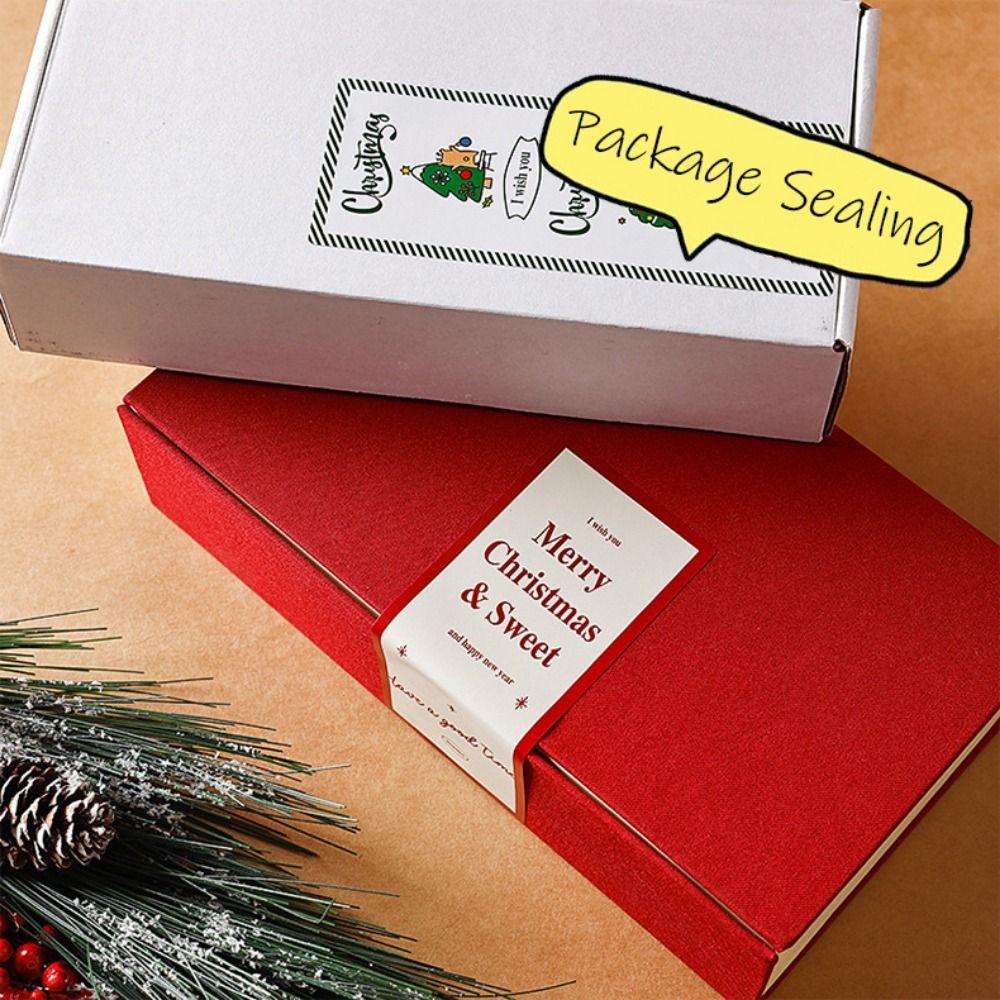50/200PCS Multicolor Sealing Sticker Rectangle Christmas Tags Creative Packaging Labels