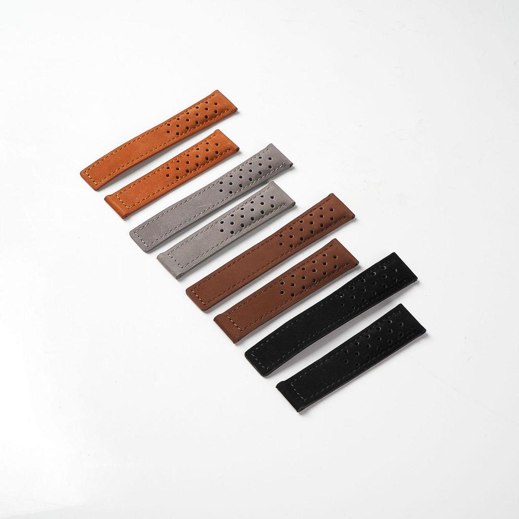 Ремешок для часов из матовой кожи с дышащими отверстиями, универсальная посадка, складная застежка, 20 мм/22 мм