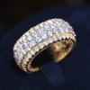 Huitan Gold Color Lady Rings Luxury Shining Cubic Zirconia Accessories for Wedding Engagement Party Trendy Versatile Jewelry