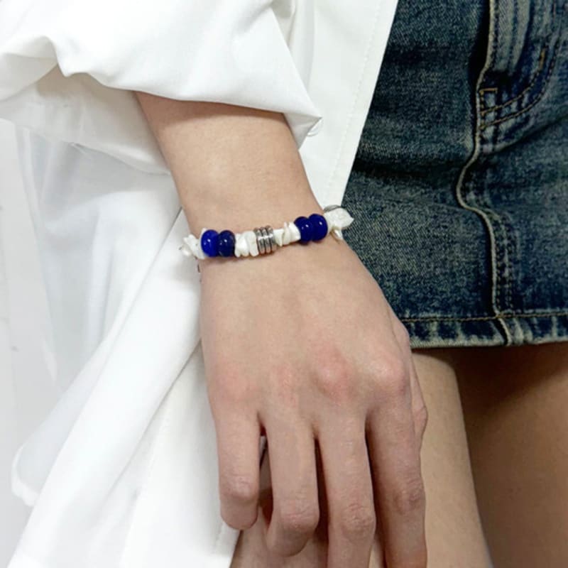 S SY [natural] santorini lapis & pearl bracelet