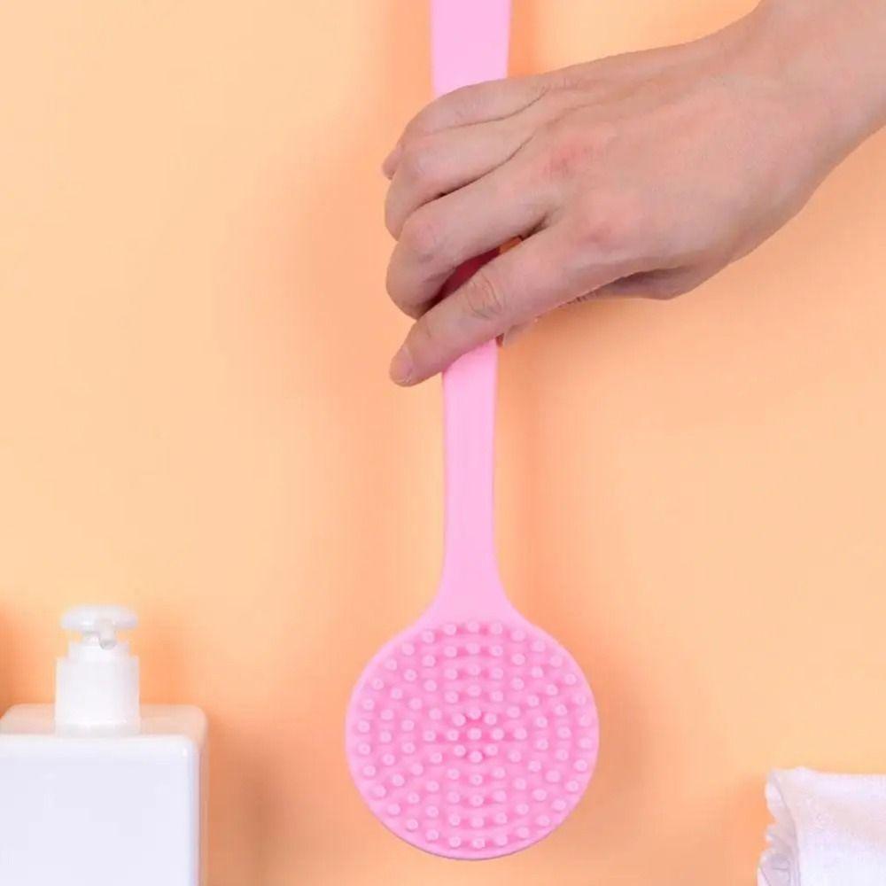 Скраббер для отшелушивания с длинной ручкой и отверстием для подвешивания Силиконовый инструмент для отшелушивания Ванная