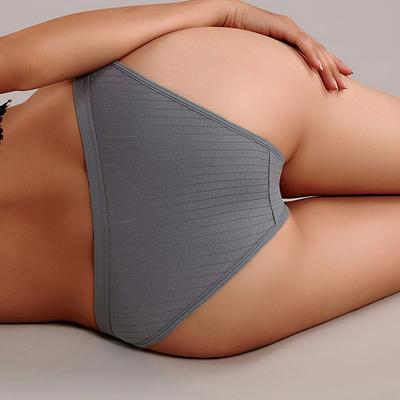 Женское нижнее белье из хлопка, женские простые однотонные трусы средней посадки из хлопка с промежностью