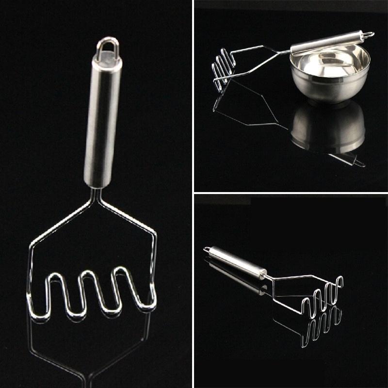 Durable Hand Masher Handle Vintage White Handle Stainless Steel Potato Masher Home Kitchen Use ADM