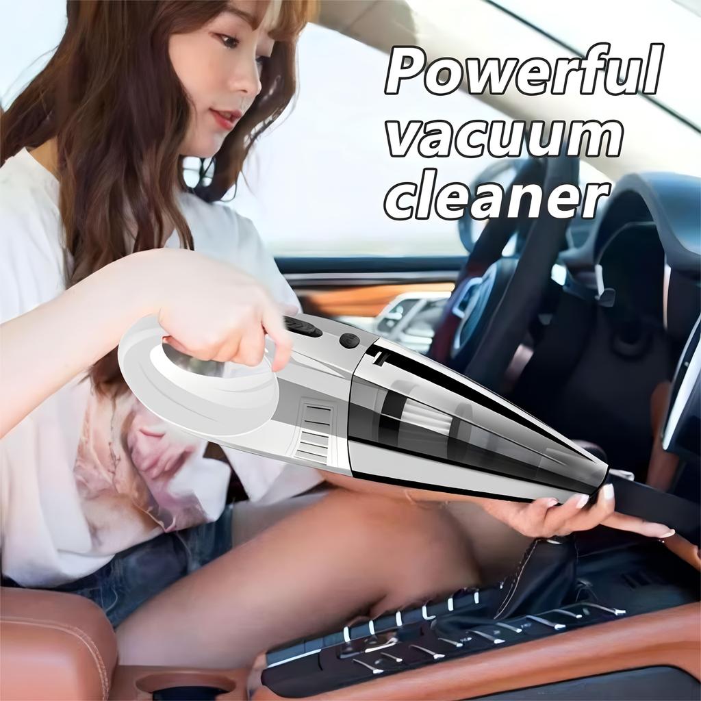 Большой проводной автомобильный пылесос с сильной силой всасывания. Разнообразие комбинаций аксессуаров для чистки автомобиля.