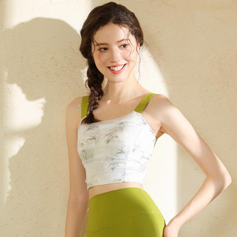 Женская сетчатая майка для йоги с нагрудными вкладышами - красивая спина, фитнес-жилет для пилатеса