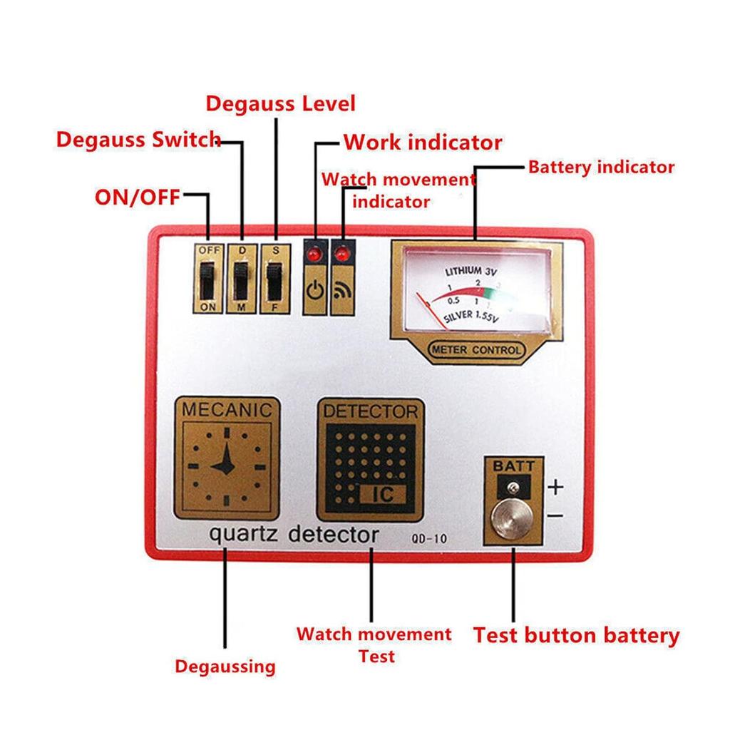 3-in-1 Watch Battery Tester Quartz Movement Timegrapher Demagnetizer Tool Multifunction Timing Machine Watch Demagnetization for Repairing Mechanical