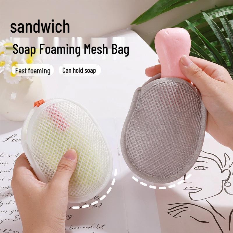 Dual-Sided Foaming Net: Soap Bag for Enhanced Bathing & Face Washing