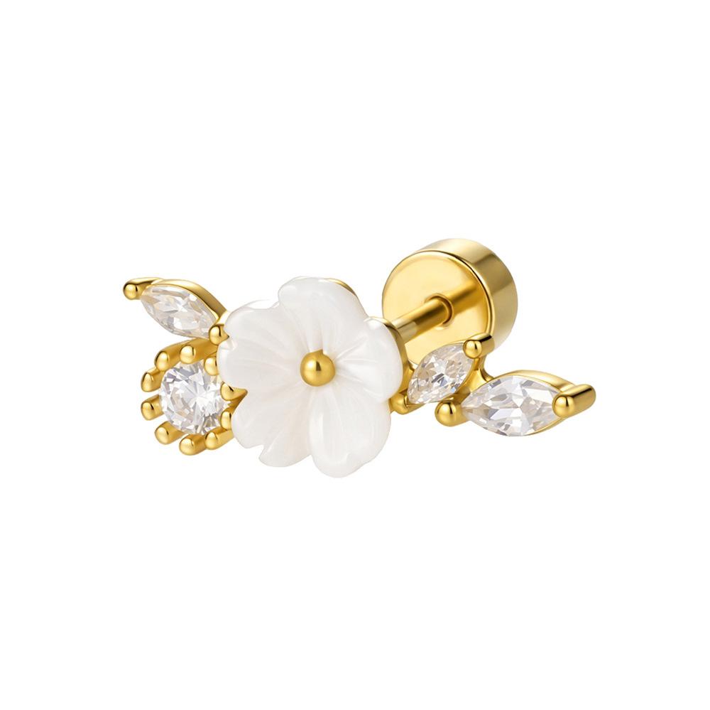 Damila  in Stock 925 Silver 18K Gold Plated Plant Design Series Flower Butterfly Leave Stud Earrings for Women Gift