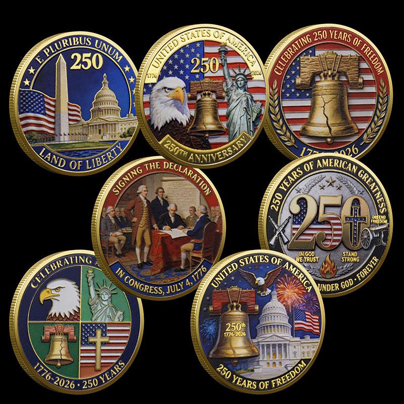 New 1776 250th Anniversary 3D Commemorative Medal, Declaration of Independence Challenge Coin, Commemorative Collectibles