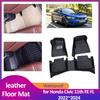 Коврик для пола для Honda Civic 11-го поколения FE FL ~2024 Кожаный Внутренний Вкладыш для Ног Противоскользящий Водонепроницаемый Ковер Накладка Аксессуары