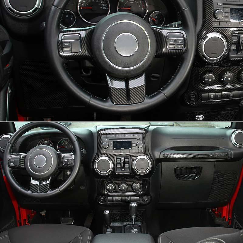 Dashboard Central Control Steering Wheel Co-pilot Handle Decoration Interior Kit Fit for Jeep Wrangler JK 2011-2017 Car Accessories