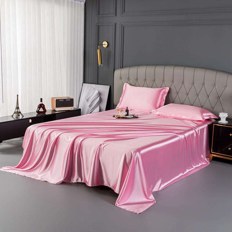 Luxury Natural Mulberry Silk Double Bed Sheet Set Stain High-End King Size Bedsheet Sets Home Solid Color Soft Smooth Bed Cover