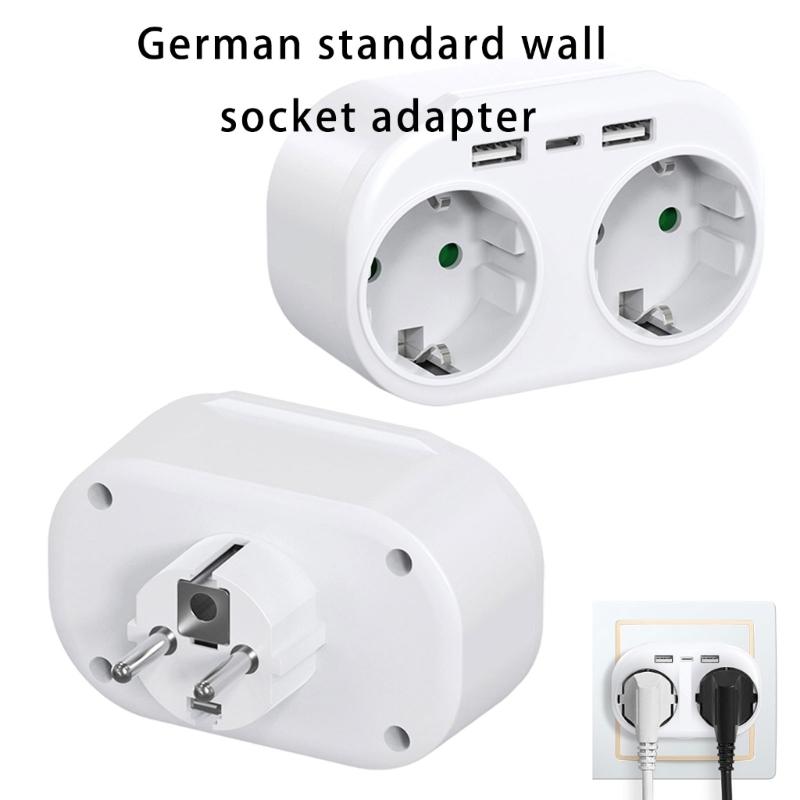 Европейский конвертер розеток с 2 портами и двойной USB-зарядкой, европейские дорожные адаптеры, ABS, для нескольких устройств