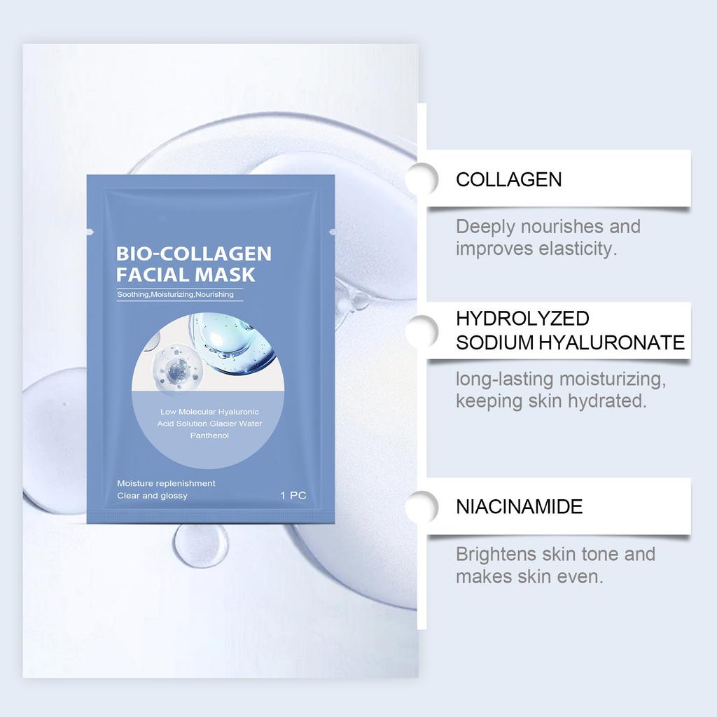 Deep Collagen Wrinkle Lifting MaskCollagen Mask Bio Collagen Face Mask Collagen Films Deep Hydrating Firming Overnight Hydrogel Mask 4pcs/Box 1ml