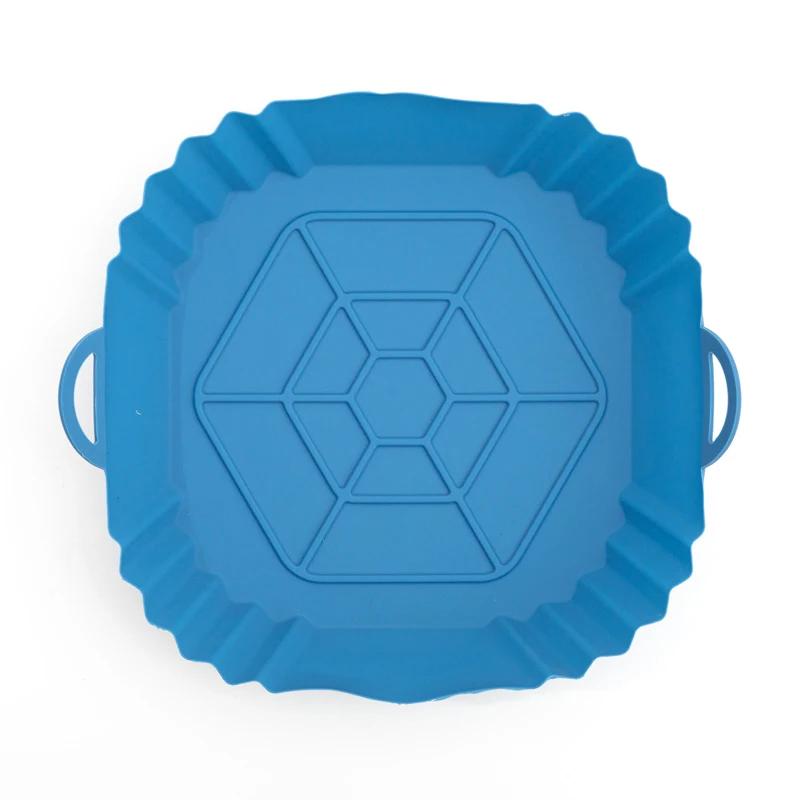 1pc Silicone Air Fryer Pot Tray with Handle Square Air Fryer Baking Pan Reusable Air Fryer Liner Accessories for Kitchen Baking