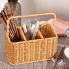Large Capacity Silverware Holder with Handle Woven Cutlery Organizer  Dormitory