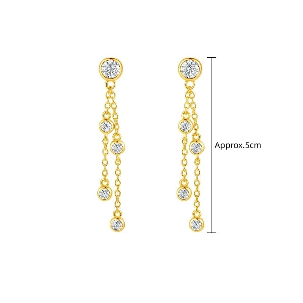 Gold Color Dangling Earrings Tassel Zircon Earrings Charm Drop Earrings  Jewelry