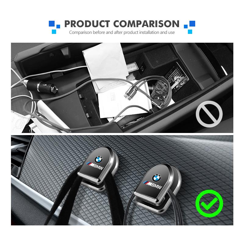 2/4pcs Car Paste Hooks USB Storage Hanger Invisible Accessories For BMW M3 M5 X3 E93 F10 F20 F30 F40 F15 F25 F26 F31 F49 F86 AE2