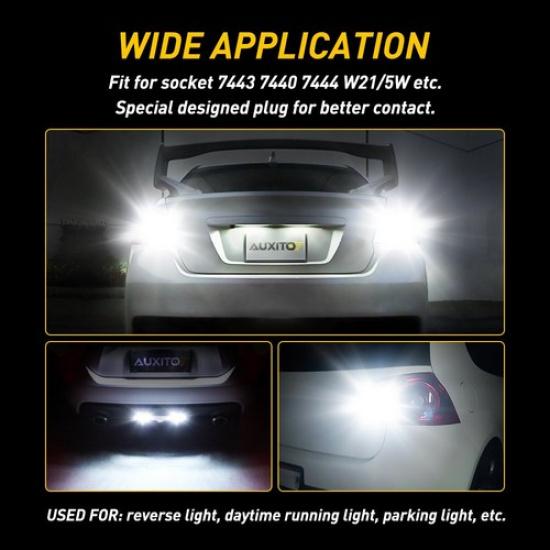 US 7443 7440 LED 6000K Reverse Backup Brake Tail Stop Parking Light Bulbs CANBUS