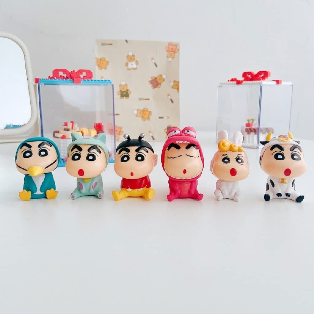 Denyeet Decoration Animation Crayon Cute Center Console Doll Figure Crayon 6 Piece Set Crayon Car Interior Accessories Shin-chan Shin-chan Shin-chan