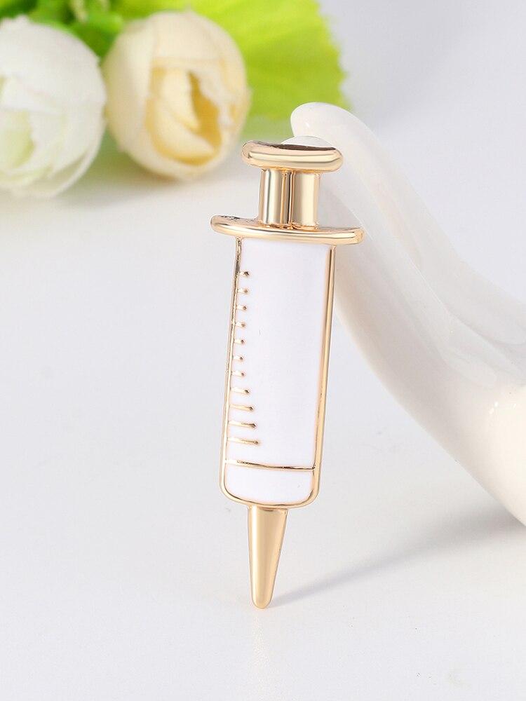 Эмалированные броши-трубки золотого цвета, женские изысканные иглы для инъекций, костюмы для медсестры, брошь, булавки, аксессуары