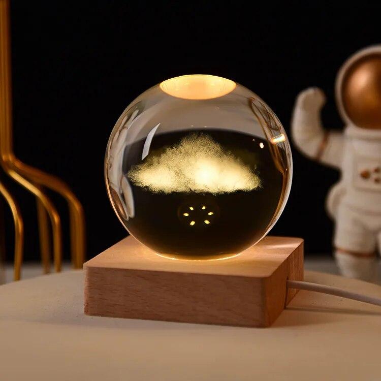 Декоративная лампа на День святого Валентина, 3D хрустальный шар, светящийся светодиодный ночник, декор для спальни, ночник с галактикой и луной, подарок для пары детей