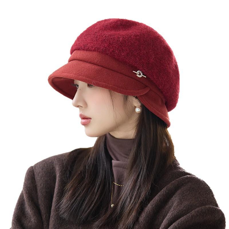 Осенне-зимние шляпы для женщин, берет с металлической этикеткой, повседневная мода, универсальная шляпа художника, теплая шляпа в британском стиле