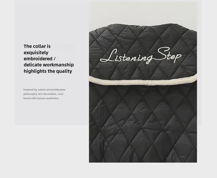 2024 Girls' Stylish Quilted Jacket: Versatile, Lightweight Autumn/Winter Cotton Coat