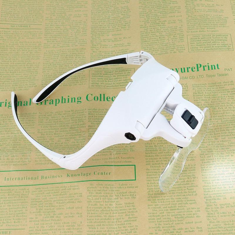 1Pc Head-mounted Magnifying Glass Five Different Magnification Lenses 2 LED Lights Maintenance Inspection