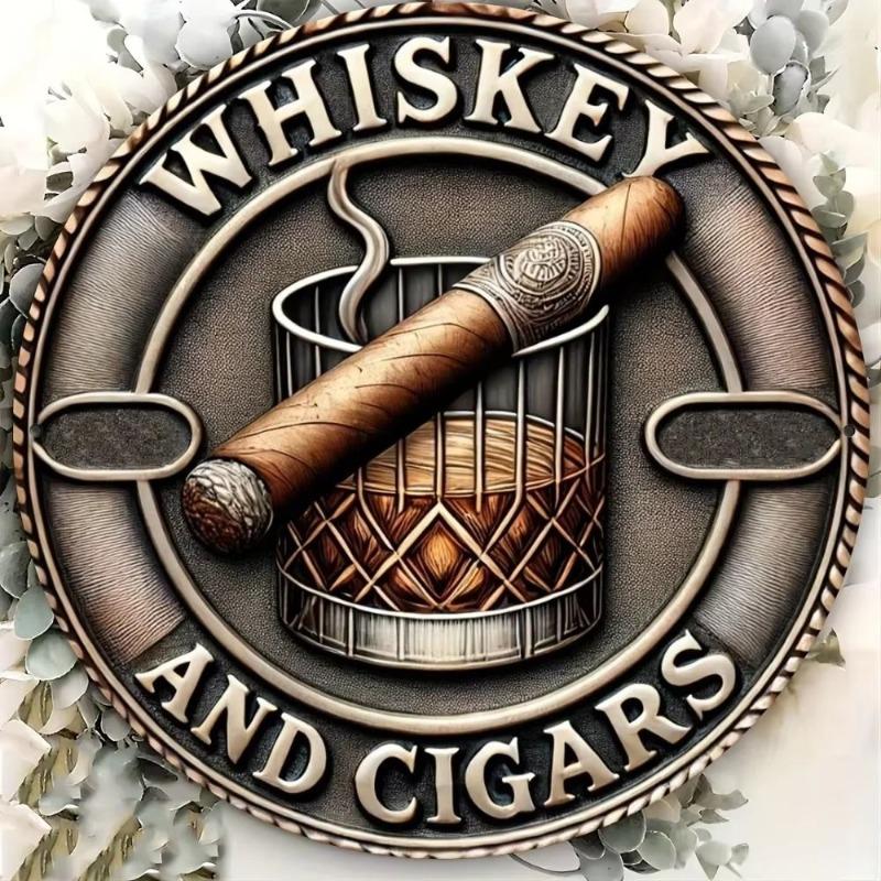 Witch Broom Halloween Sign, Round Aluminum Wall Plaque 20x20cm