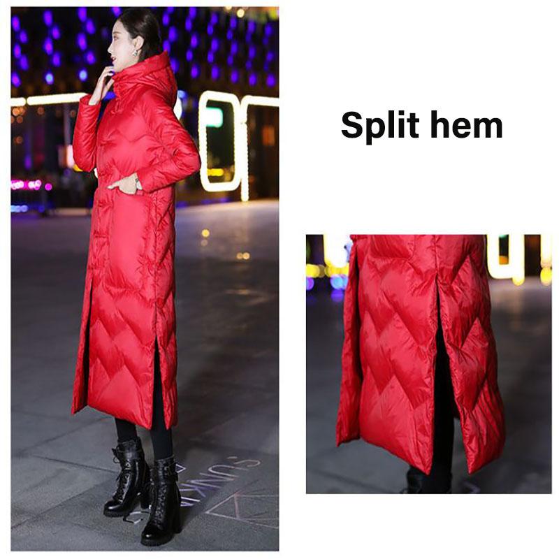 Длинный пуховик в стиле ретро с литературным принтом, хлопковая куртка с капюшоном, удлиненная толстая свободная ветровка с разрезами