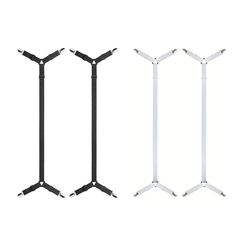 Набор из 2 прочных полиэстеровых натяжителей для простыней с металлическими зажимами, надежная фиксация простыней, нескользящая конструкция, ремень-держатель для простыней