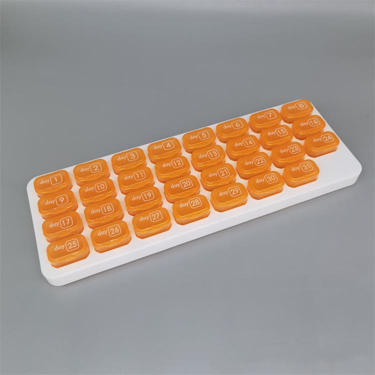 1pc 31-Day Monthly Pill Organizer Case, Plastic Keyboard Style Pill Box, Large Capacity Daily Medicine Storage Case With Dates