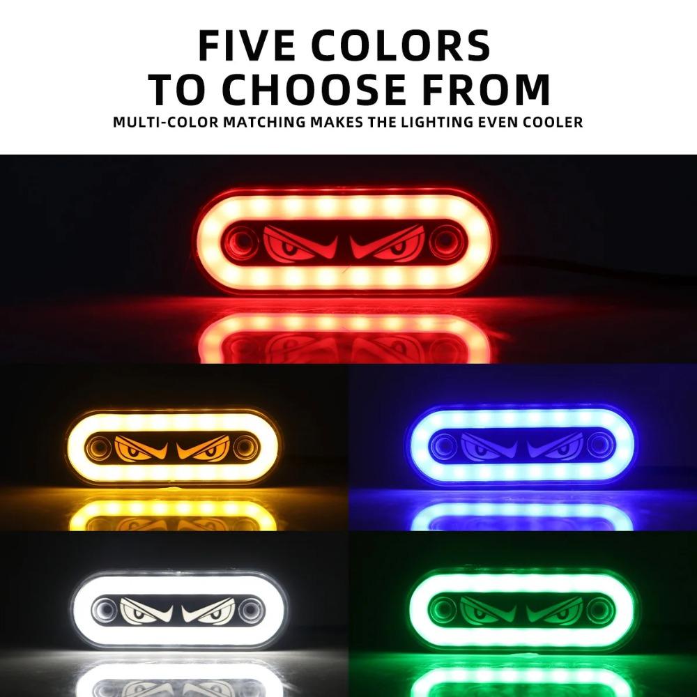 2/4Pcs Demon Eye 12-24V Truck Side Light Super Bright Signal Light LED Side Marker Lights for Trailers Construction Vehicle UTV
