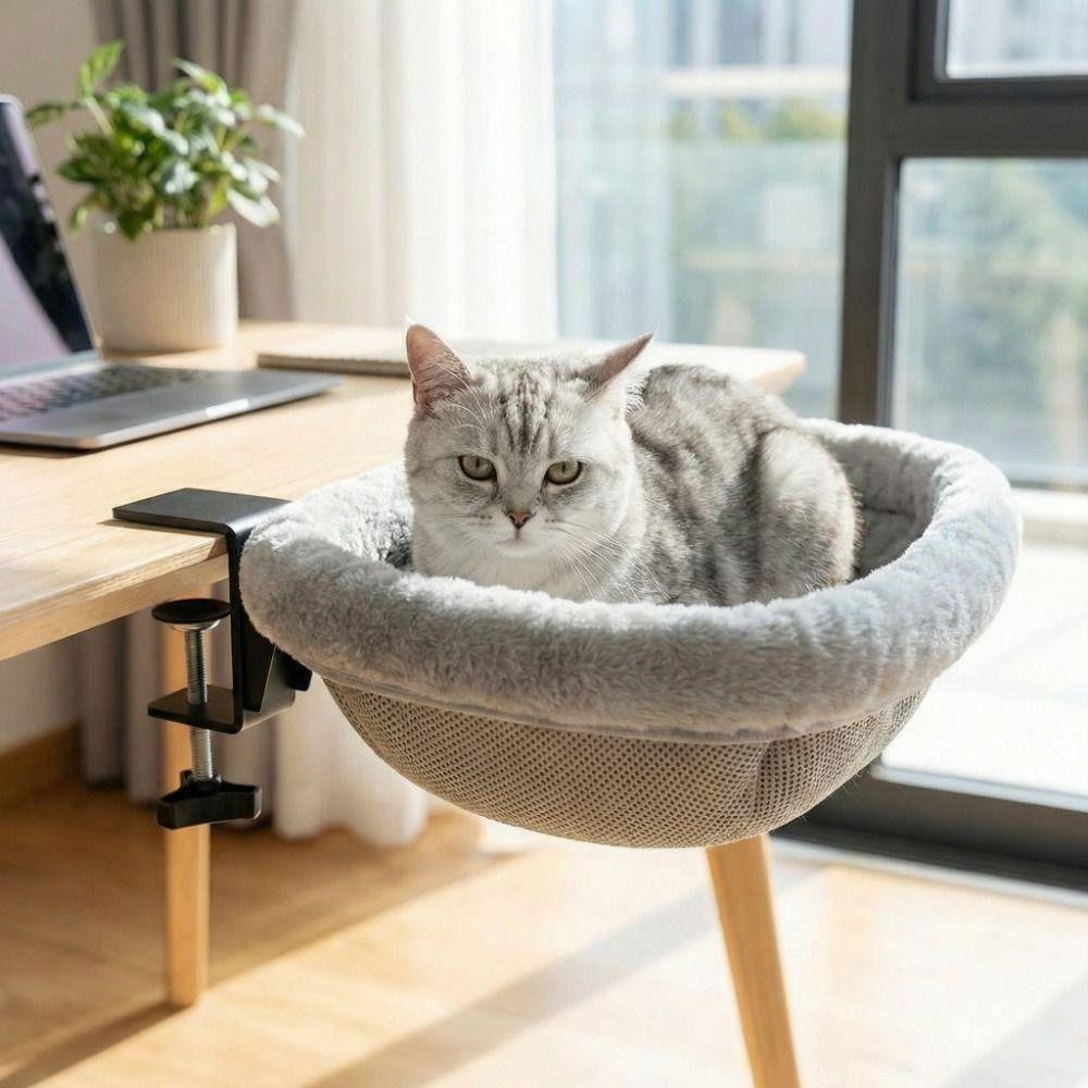 One-Click Folding Cat Desk Hammock Space-Saving Cat Perch Cat Desk Bed Home Office Desk