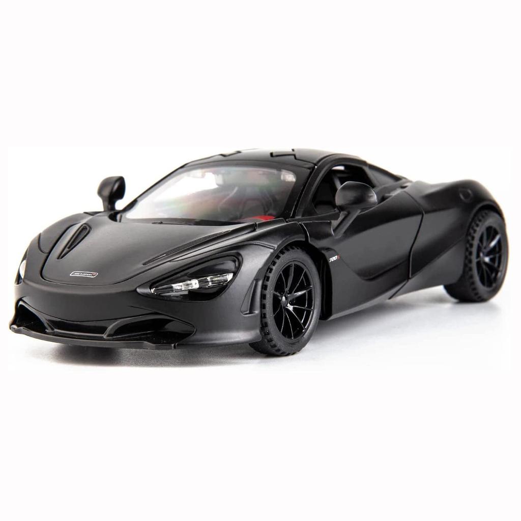 1:32-масштабная игрушечная модель автомобиля McLaren 720S, автомобиль с откатным механизмом из цинкового сплава со звуком и светом и открытой дверью кузова, игрушечный автомобиль для детей, подарок для мальчиков и девочек
