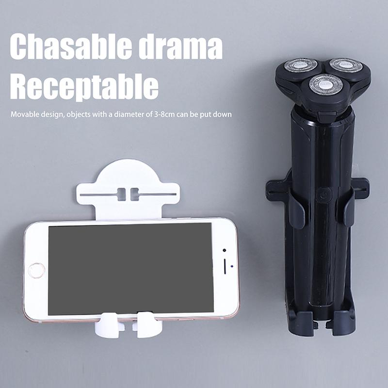 Пластиковая настенная подставка для бритвы, самоклеящаяся, без перфорации, держатель для бритвы, экономящий место, регулируемый держатель для электрической зубной щетки