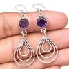 Серебряные серьги ручной работы с аметистовым кварцевым драгоценным камнем 1,5 дюйма