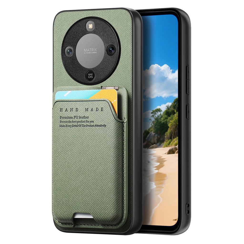 Чехол для телефона Honor Magic8 Lite 5G / X9d 5G / X70 5G Текстура ткани Кожа + ПК + ТПУ Чехол с держателем для карт Подставка