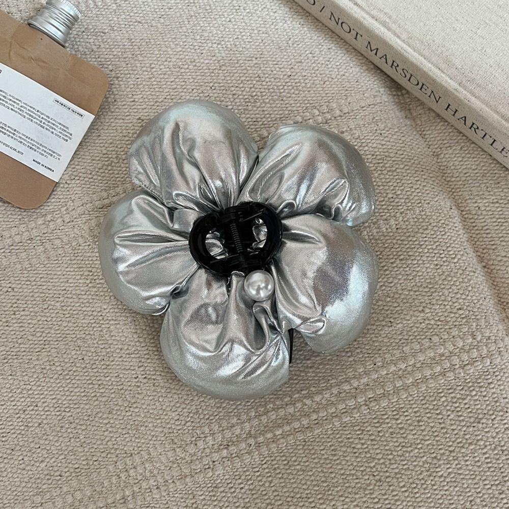 Pearl Sponge Puff Flower Hair Claw Korean Style Exaggerated Crab Clip Scrunchies Shark Clip  Daily