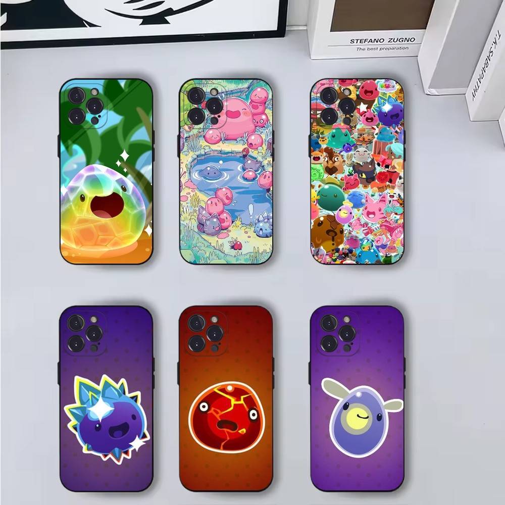 Чехол для телефона S-Slime Rancher Чехол для телефона для iPhone 16,15,14,13,12,11,Pro,X,XS,Max,XR,Plus,Mini Мягкий черный чехол