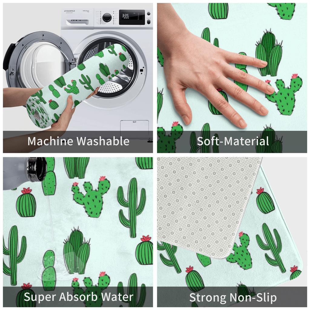 Cute Desert Cactus Succulents Front Door Mat Anti-Slip Outdoor Quick Dry Cacti Plants Doormat Bedroom Entrance Rug Carpet
