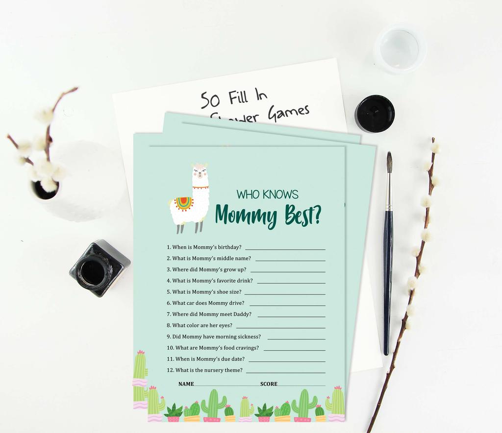 Inkdotpot Игровой набор для вечеринки по случаю рождения ребенка из 50 игр BabyA AlphabetA ABCA с ламой и нейтральной гендерной вечеринкой