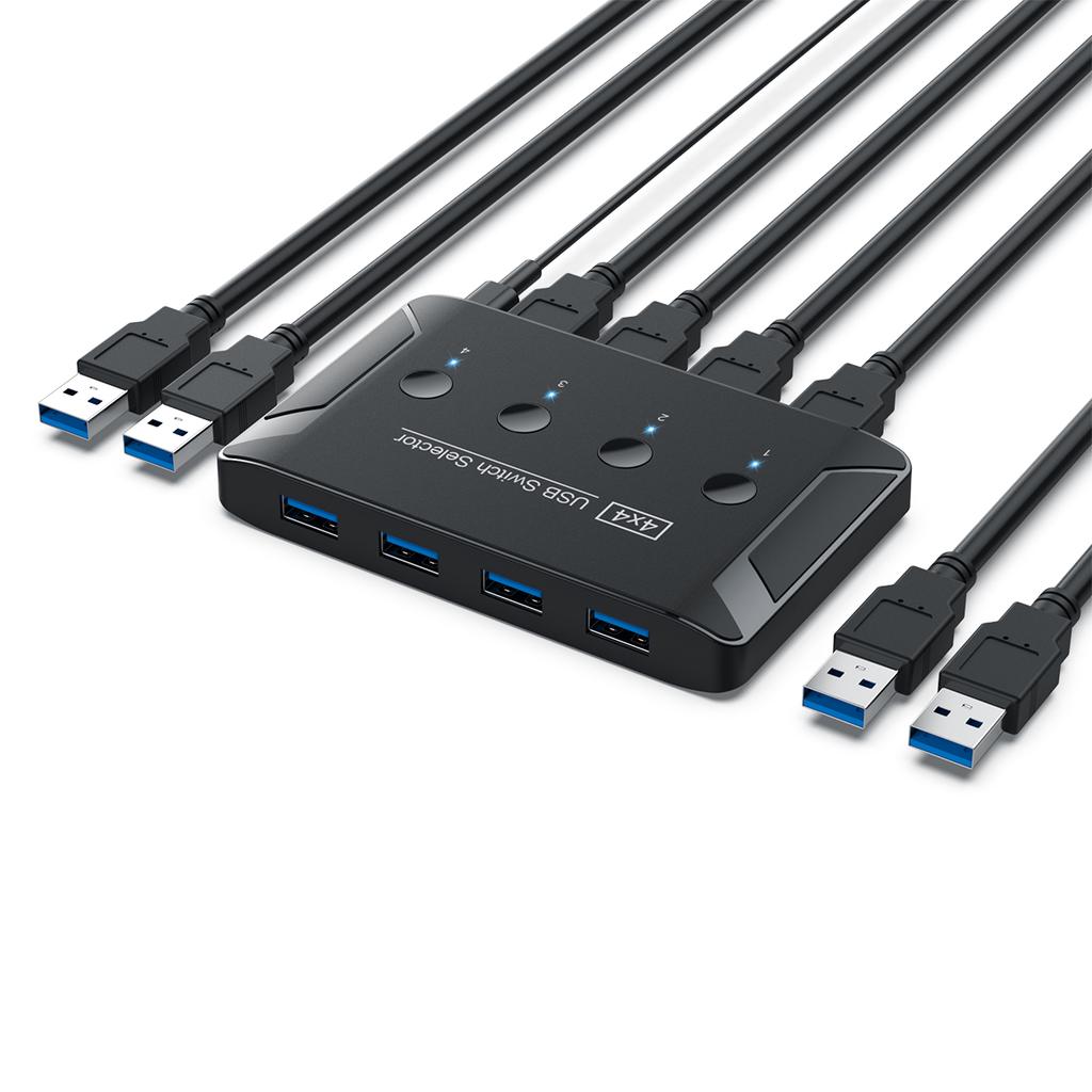 KVM-переключатель 4x4 USB 3.0 2.0 Переключатель Селектор Коробка 4 порта Общий доступ 4 устройства для Клавиатуры Мыши Сканера Принтера Kvm-переключатель Хаб